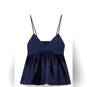 Ruffle Crop Cami Top - Brand New with TAGS- size Small - Navy